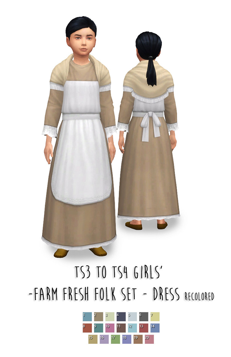Farm Fresh Folk Set Dress for The Sims 4