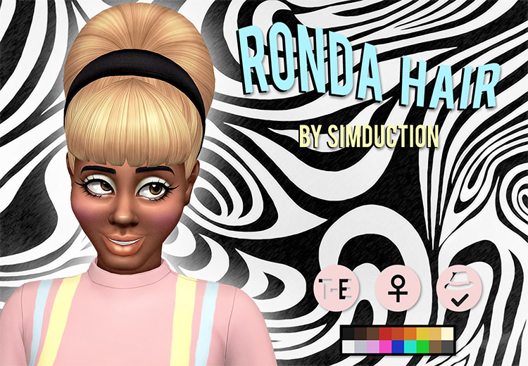 Ronda Hair styled like 1960s / Sims 4 CC
