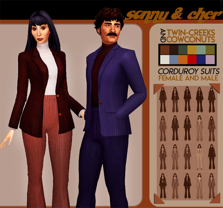 Custom 60’s Corduroy Suits / Sims 4 CC