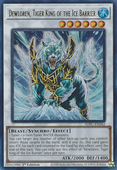 Dewloren, Tiger King of the Ice Barrier YGO Card