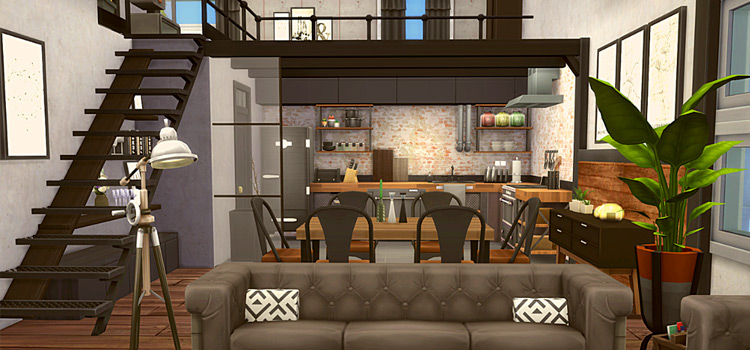 Industrial loft apartment interior from The Sims 4