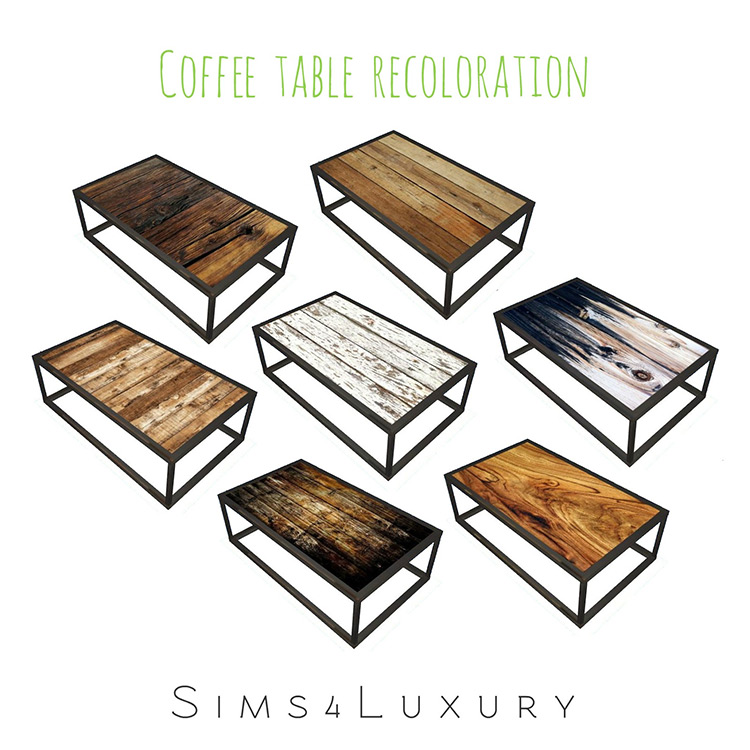 Industrial Chic Living Coffee Table Recoloration by Sims4Luxury for Sims 4