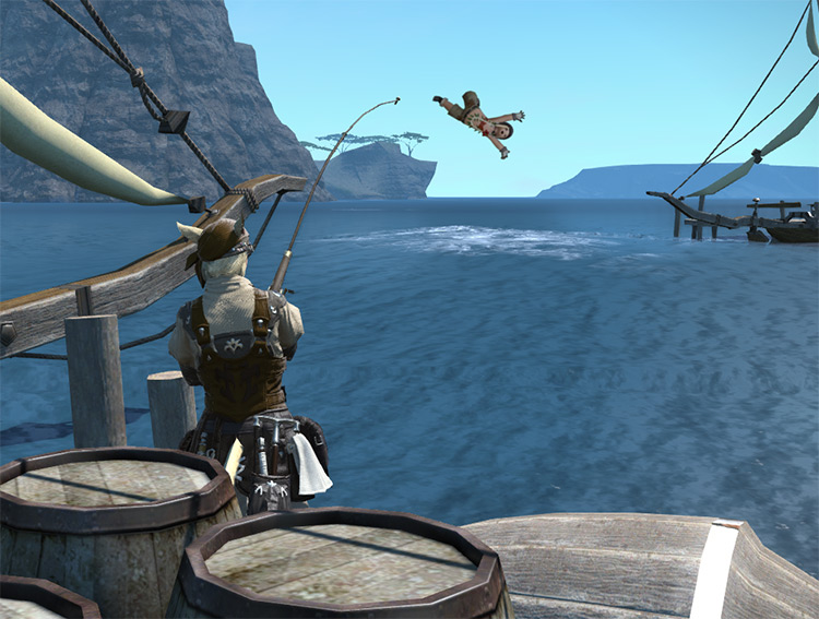 Funny ocean fishing screenshot / FFXIV