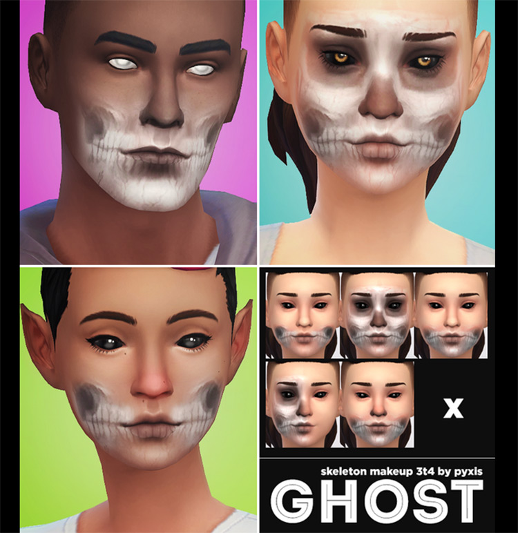 Ghost – Skeleton Makeup by Pyxis for Sims 4