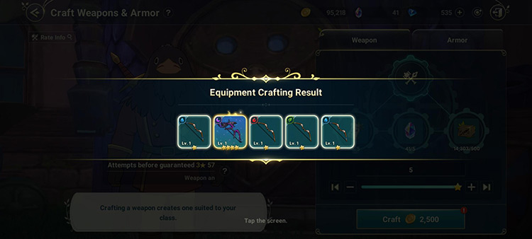 Weapon Crafting Result (One Rare 4★ Bow) / Ni no Kuni: Cross Worlds
