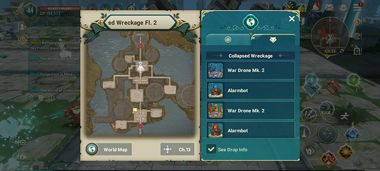Map (Collapsed Wreckage Floor 2 Mobs) / Ni no Kuni: Cross Worlds