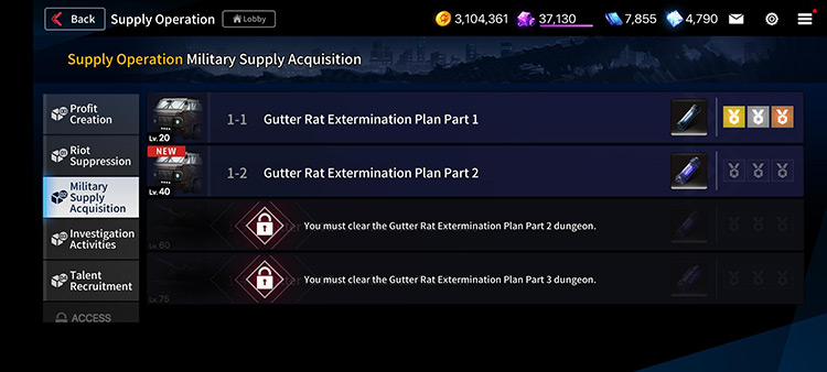 Supply Operation - Gutter Rat Extermination Plan Stages / Counter:Side