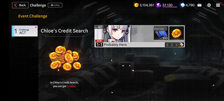 Chloe's Credit Search Stages / Counter:Side