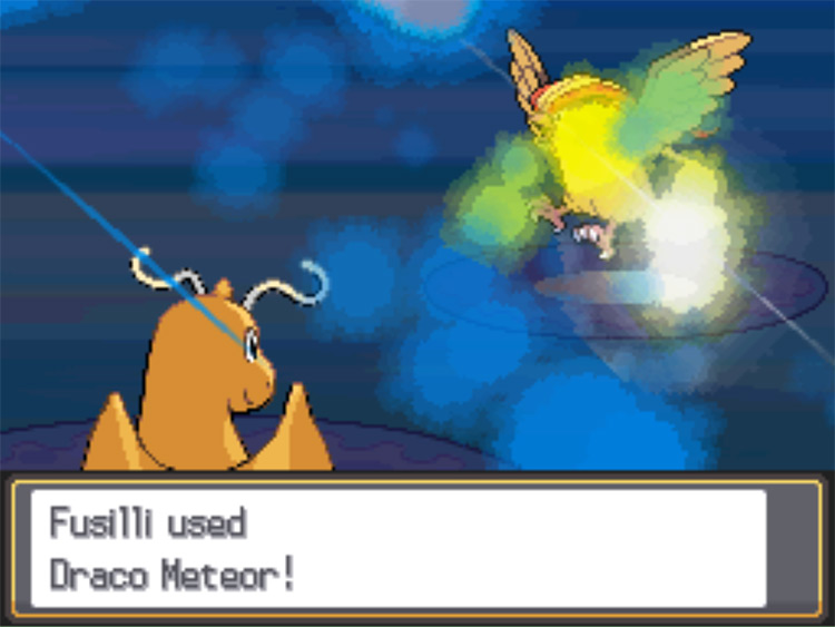 The dreaded Choice Specs-boosted Draco Meteor in action / Pokemon HGSS
