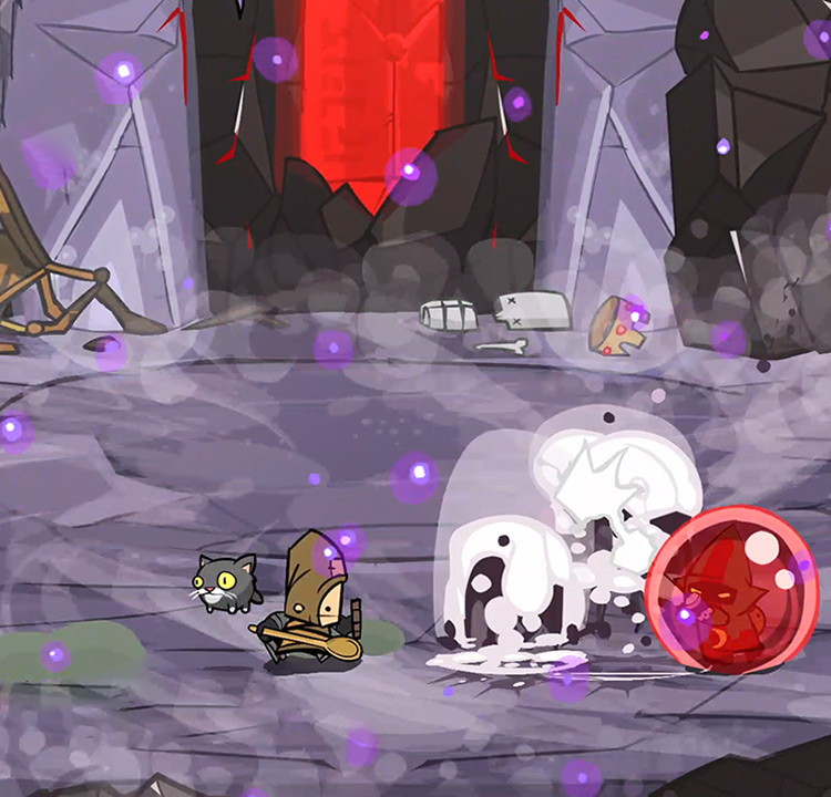 The Peasant and Meowburt fighting the Evil Wizard Castle Crashers