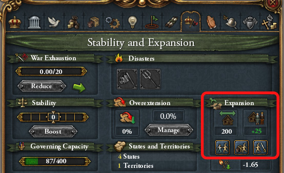 Colonial Info in the “Stability and Expansion” tab / EU4