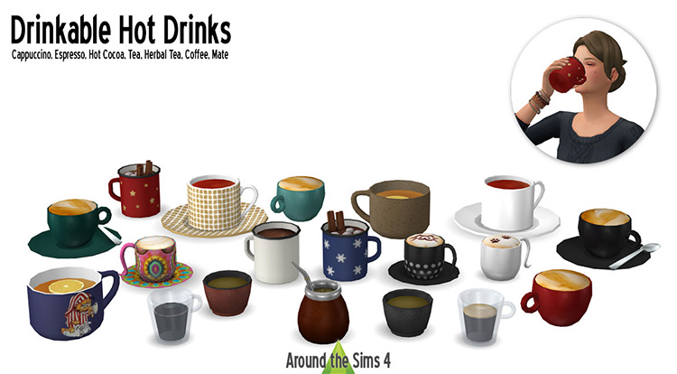 Drinkable Hot Drinks / Sims 4 CC