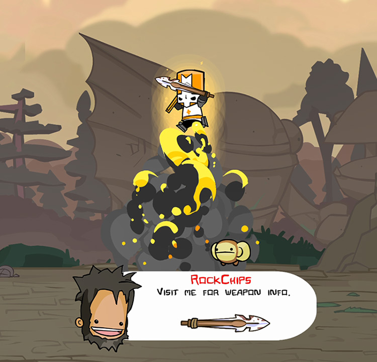 Orange Knight brandishing his newly acquired Broad Spear Castle Crashers