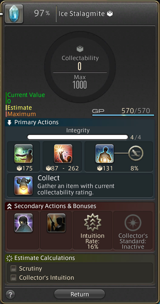 Gatherer's Collectable Interface / FFXIV