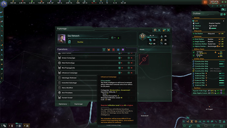 Expanded Espionage and Diplomacy Stellaris mod