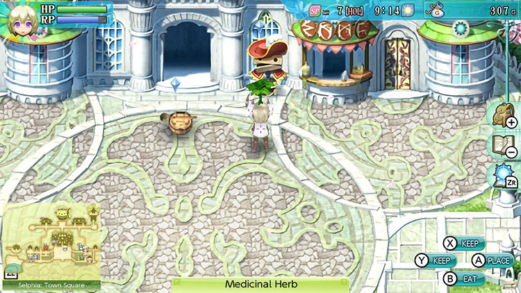Lest holding a Medicinal Herb in Selphia: Town Square / RF4