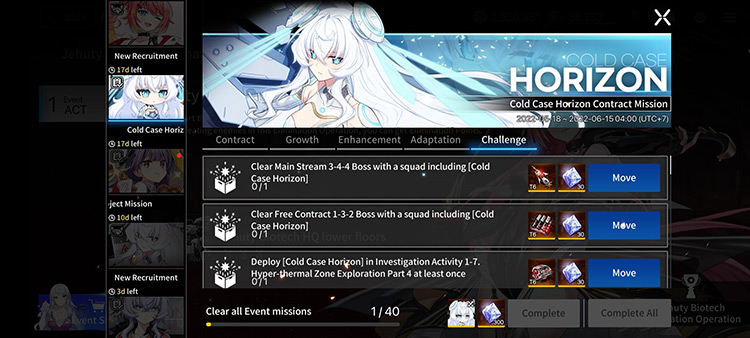 Unit Event (Cold Case Horizon Contract Mission) / Counter:Side