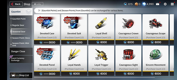 Gauntlet Point Exchange Shop (Items) / Counter:Side