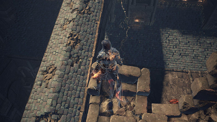 The ramp, viewed from the top floor of the tower / Dark Souls 3