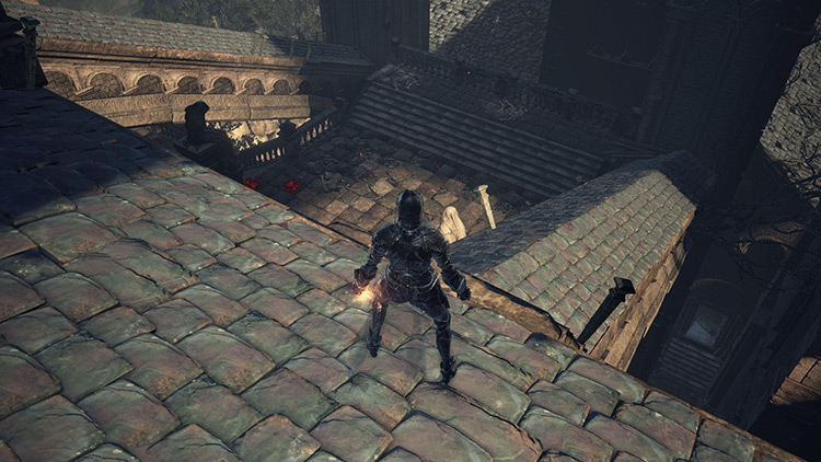 The third ramp, viewed from the slanted roof / Dark Souls 3
