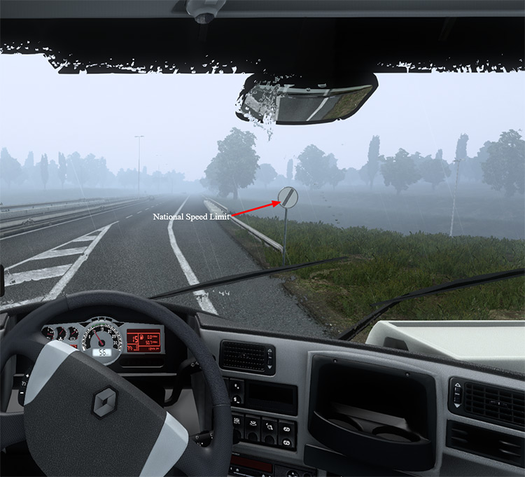 Spotting a national speed limit sign / ETS2