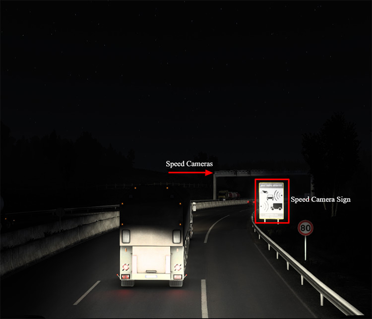 Finding speed cameras on the highway at night / ETS2