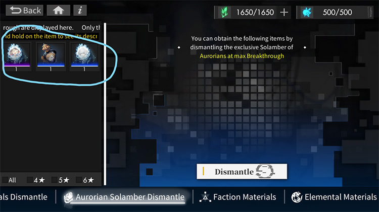 Extra Solambers are on the left / Alchemy Stars