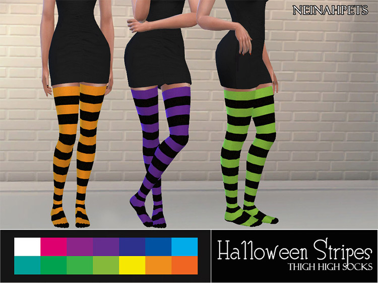Halloween Striped Thigh High Socks / Sims 4 CC