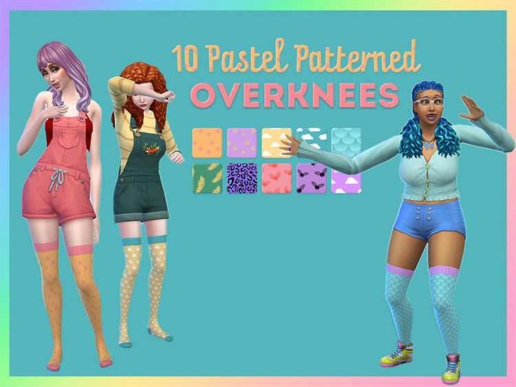 Pastel Patterned Overknees / Sims 4 CC
