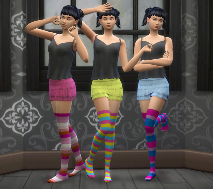 Striped Thigh High Pride Socks by MonoChaos / Sims 4 CC