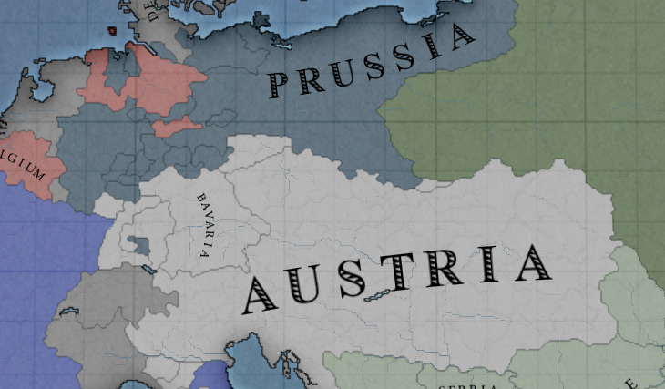 For Prussia and Austria, spheres of influence are about much more than economics: the fate of the German nation could be decided without a single shot fired / Victoria 2