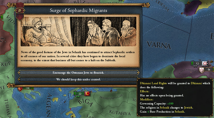 The final event necessary, which change's the religion in Thessaloniki to Jewish / EU4