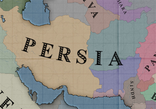 A modernized Persia surrounded by its four puppets / Victoria 2