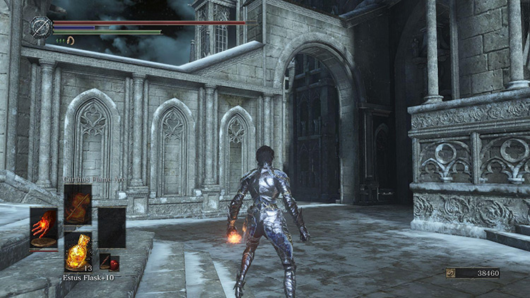 The archway that leads to the cathedral entrance / Dark Souls 3