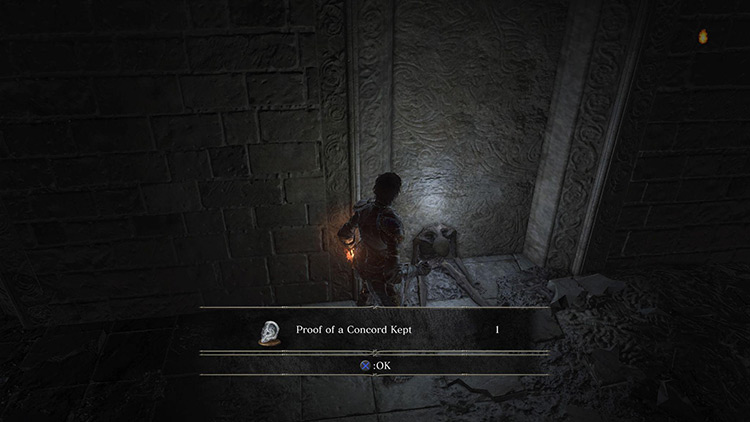 Collecting the second Proof of a Concord Kept from the corpse in the main hall / Dark Souls 3