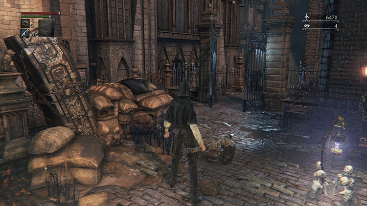 The Central Yharnam shortcut gate after being opened / Bloodborne