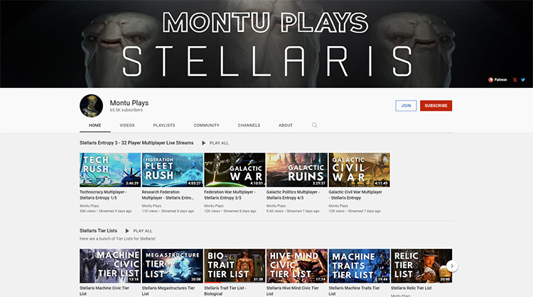 MontuPlays YouTube channel page screenshot