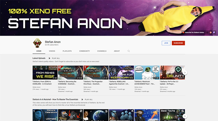 Stefan Anon YouTube channel page screenshot