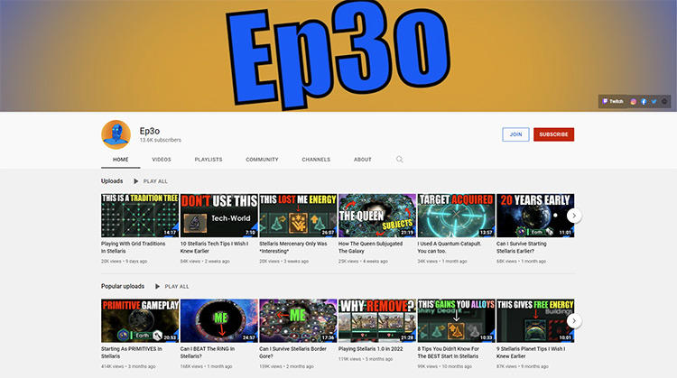 Ep3o YouTube channel page screenshot