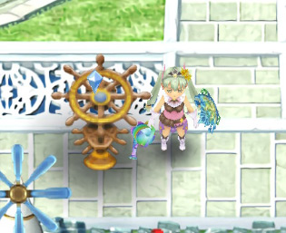 Player standing by the Telecommunicator / Rune Factory 4