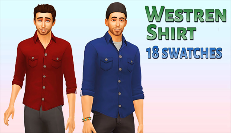 Western Shirt (Buttons) Sims 4 CC