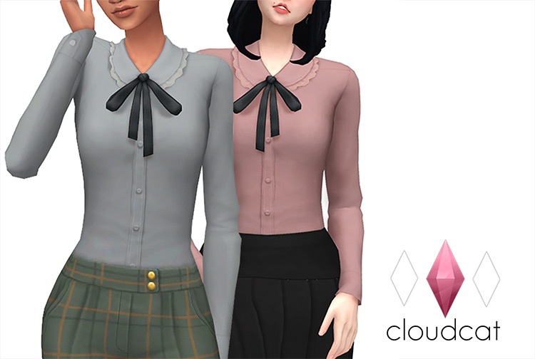 Rosebud Button Up Girls Shirt / Sims 4 CC