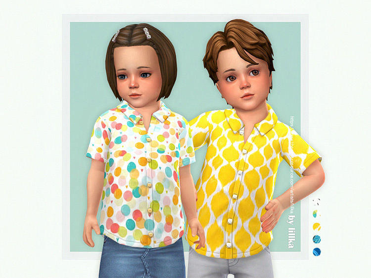 Matteo Toddler Button Up Shirt CC for Sims 4