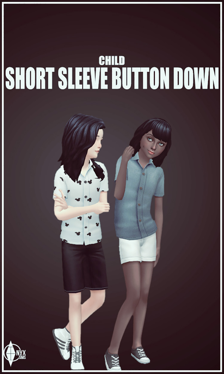 Child Short Sleeve Button Up TS4 CC
