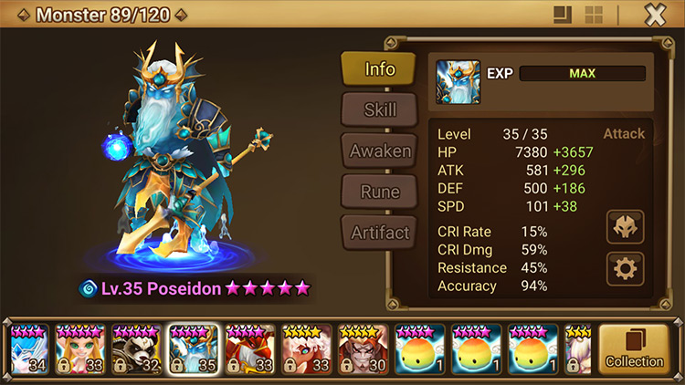 Normally you don’t want to go above 85% Accuracy / Summoners War