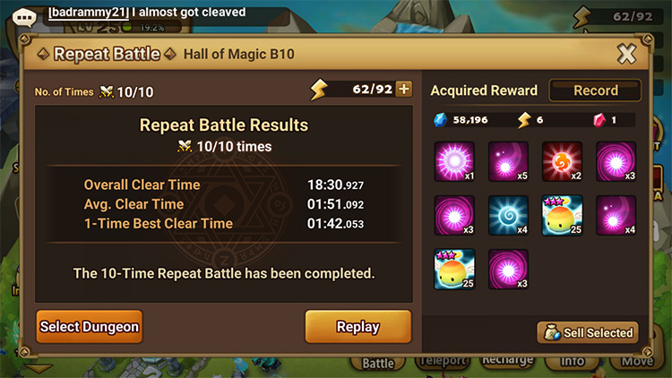Ten clears of Hall of Magic B10 gave 2 3* Rainbowmon, and a lot of Essence / Summoners War