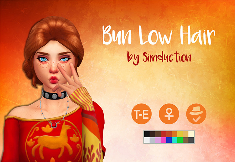 Low Bun Hairstyle (Maxis Match) / Sims 4 CC