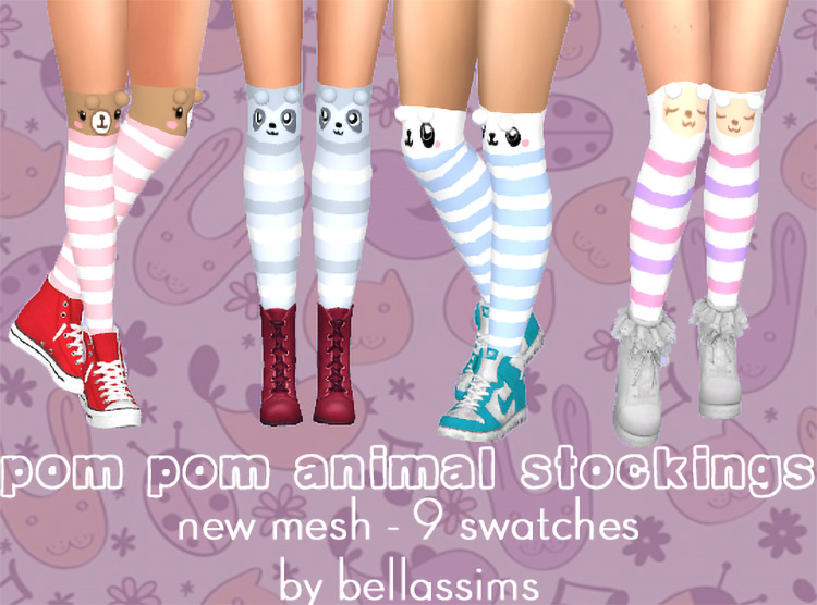 Pom Pom Animal Stockings / Sims 4 CC