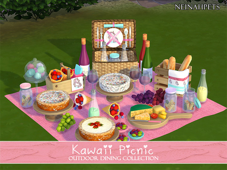Kawaii Picnic Outdoor Dining Collection / Sims 4 CC
