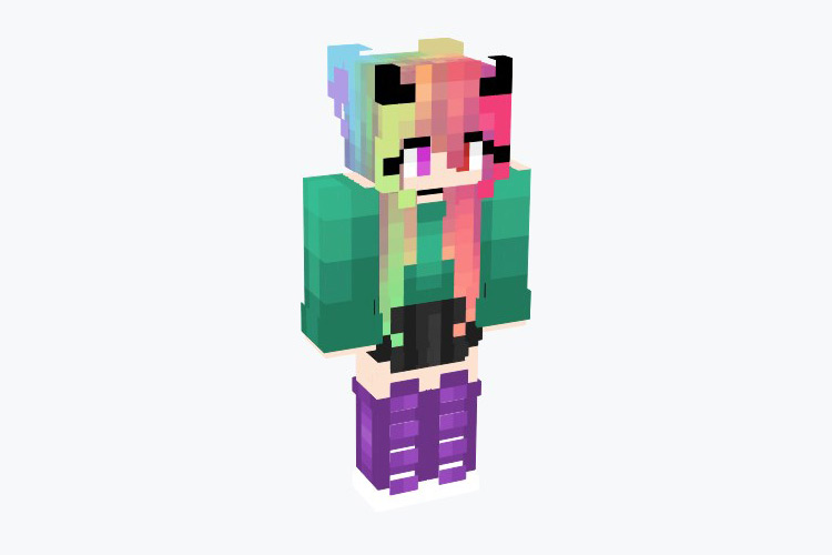 Rainbow Devil Girl Skin For Minecraft